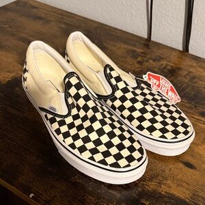 Vans Black and White Checkered Slip-On Loafers